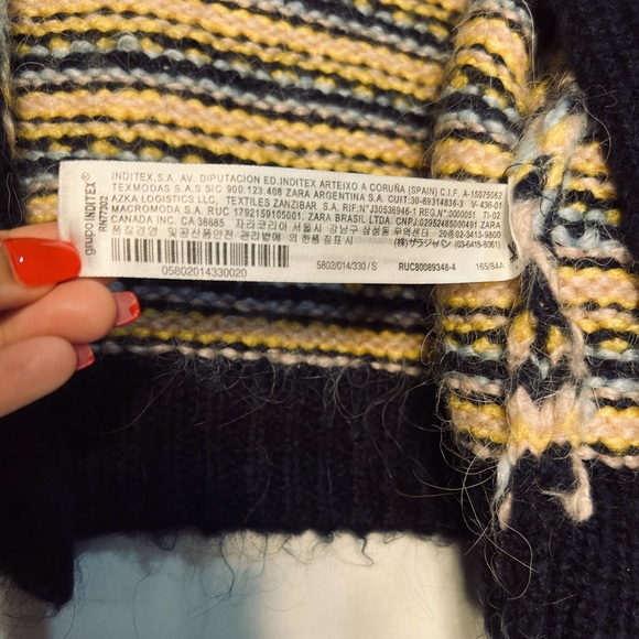 ZARA Multicolored Round Neck Knit Cardigan Size S - Picture 4 of 5